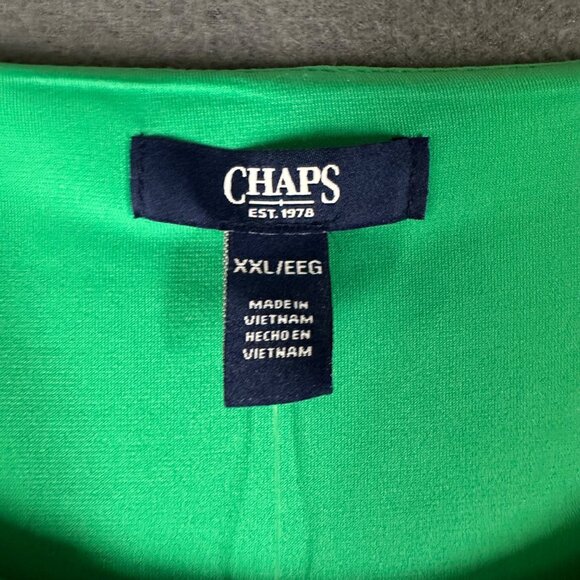 Chaps Womens XXL Green Crew Neck Knit Dress Short Sleeve Faux Wrap Dress NWT - Picture 4 of 14